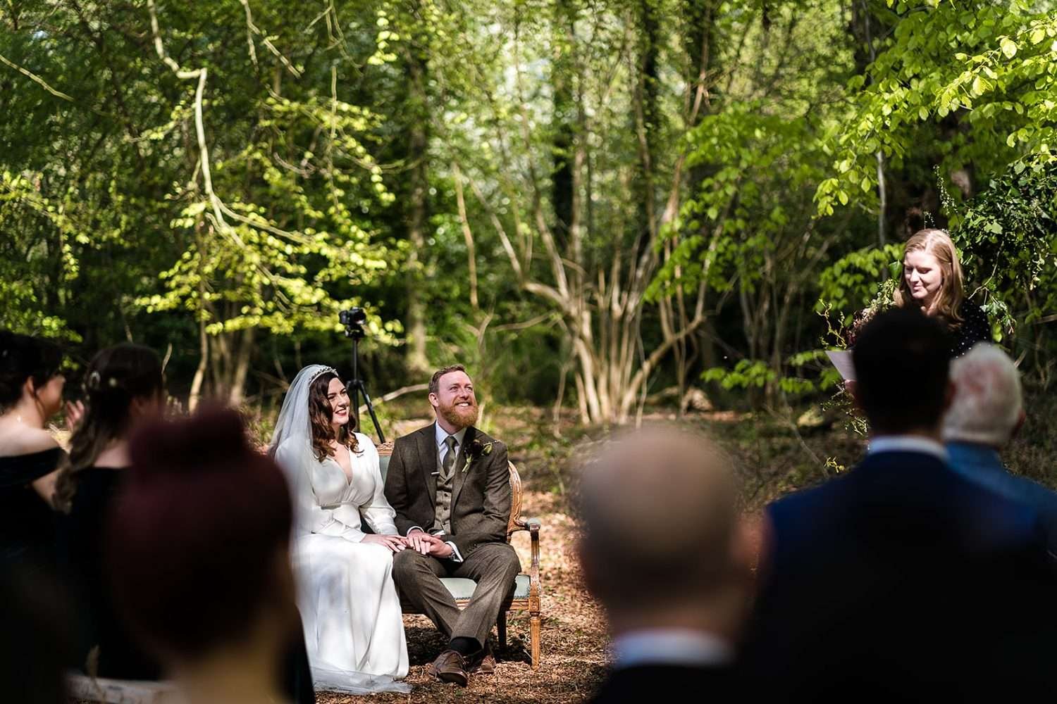 outdoor ceremony at wellington wood wedding