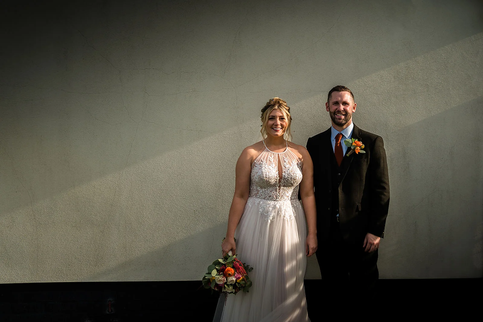 Couple portrait at Easton grange wedding
