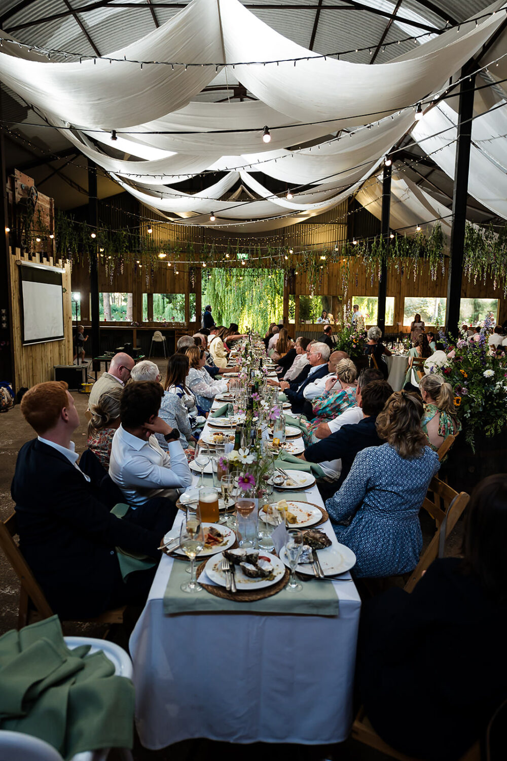 brilliant interior design and comfort during dining at happy valley wedding in norfolk by www.lisaandneil.co.uk
