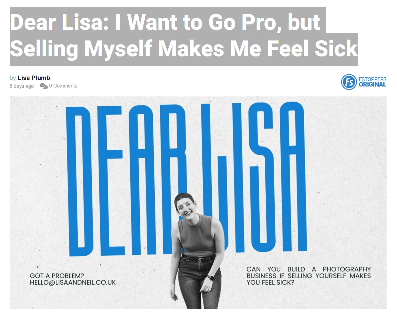 Lisa from lisa and neil wedding photography shares her wedding photography expertise on the Fstoppers blog to help someone who is uncomfortable with marketing themselves as a creative